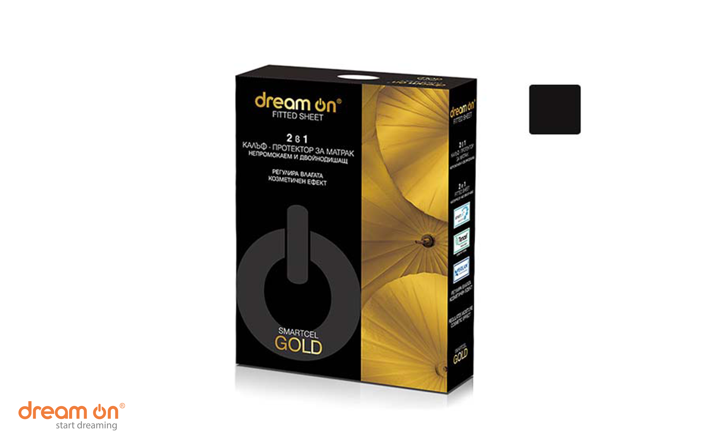 Protector pentru saltea 150/190 - 200 Smartcel Gold, negru  2